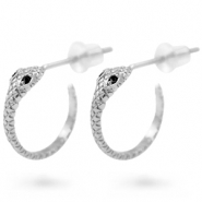 Zirkonia Ohrstecker Schlange Silver-black
