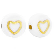 Buchstaben Perlen aus Acryl Herz White-gold