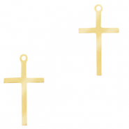 Stainless Steel - Rostfrei Stahl Anh&auml;nger Kreuz Gold