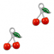 Basic Quality Metall Anh&auml;nger Kirschen Silver-red