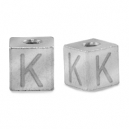 Stainless Steel - Rostfrei Stahl Perlen Buchstaben K Silber