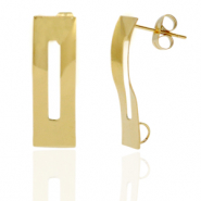 Ohrringe aus Stainless Steel - Rostfreiem Stahl Ohrstecker Rechteck mit &Ouml;se Gold