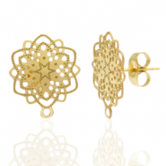 Ohrringe aus Stainless Steel - Rostfreiem Stahl Ohrstecker Bohemian Blume mit &Ouml;se Gold