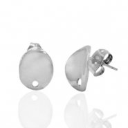 Ohrringe aus Stainless Steel - Rostfreiem Stahl Ohrstecker Oval mit &Ouml;se Silber