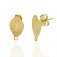 Ohrringe aus Stainless Steel - Rostfreiem Stahl Ohrstecker Blatt mit &Ouml;se Gold