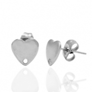 Ohrringe aus Stainless Steel - Rostfreiem Stahl Ohrstecker Herz mit &Ouml;se Silber