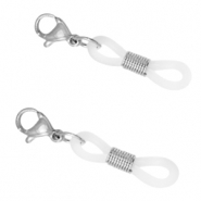 Stainless Steel - Rostfrei Stahl Schmuckzubeh&ouml;r Endst&uuml;ck Brillen Kordel mit Karabinerverschluss Silber-transparent