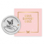 Girls Support Girls Metall Anh&auml;nger DQ Zwischenst&uuml;ck Antik silber (Nickelfrei) 50% wird gespendet an Free a Girl