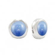 Metall Perlen DQ Pearl blue-antik silber (Nickelfrei)