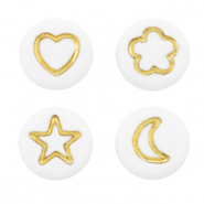 Buchstaben Perlen aus Acryl Ikone Mix White-gold