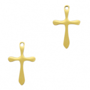 Stainless Steel - Rostfrei Stahl Anh&auml;nger Kreuz Gold