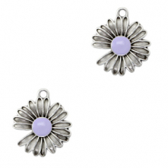 Metall Anh&auml;nger DQ G&auml;nsebl&uuml;mchen Antik silber-lilac purple (Nickelfrei)