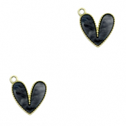 Resin Anh&auml;nger Herz Gold-anthracite