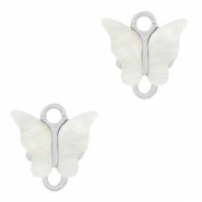 Resin Anh&auml;nger Zwischenst&uuml;ck Schmetterling Silver-off white