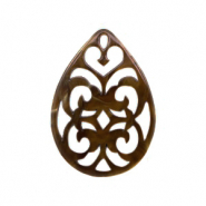 Resin Anh&auml;nger Tropfen Barock 38x27mm Toffee brown