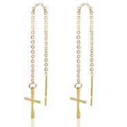 Ohrringe aus Stainless Steel - Rostfreiem Stahl Kreuz Gold