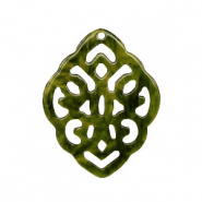 Resin Anh&auml;nger Rhombus Barock Dark olive green