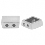 Metall Perlen DQ Duo Beads Viereck Antik silber (Nickelfrei)
