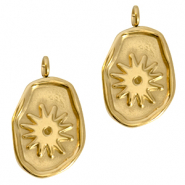 Stainless Steel - Rostfrei Stahl Anh&auml;nger Blume Gold