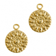 Stainless Steel - Rostfrei Stahl Anh&auml;nger Blume Gold