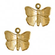 Stainless Steel - Rostfrei Stahl Anh&auml;nger Schmetterling Gold