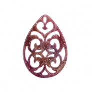 Resin Anh&auml;nger Barock Tropfen Mixed red-pink