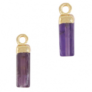Naturstein Anh&auml;nger Amethyst Tube Purple-gold
