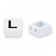 Tile beads L White-black