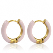 Ohrringe aus Stainless Steel - Rostfreiem Stahl Creolen Enamel 16mm Soft light pink-gold