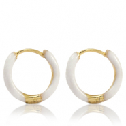 Ohrringe aus Stainless Steel - Rostfreiem Stahl Creolen Enamel 17mm White-gold