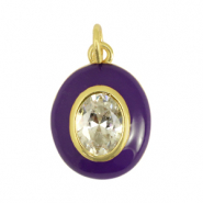 Brass TQ Metall Anh&auml;nger Oval Zirkonia Dark purple-gold