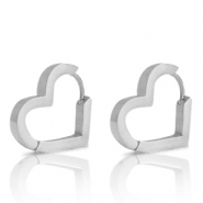 Ohrringe aus Stainless Steel - Rostfreiem Stahl Herz Silber