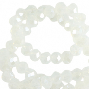 Top Glas Facett Perlen 8x6 mm rondellen Milky crystal-pearl shine coating