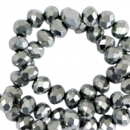 Top Glas Facett Perlen 4x3 mm rondellen Silver-pearl shine coating