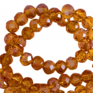 Top Glas Facett Perlen 4x3mm rondellen Russet brown-pearl shine coating