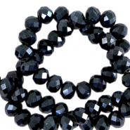 Top Glas Facett Perlen 3x2mm rondellen Black-pearl shine coating