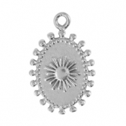 Metall Anh&auml;nger DQ Oval Antik silber (Nickelfrei)