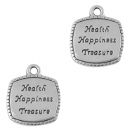 Metall Anh&auml;nger DQ Square "wishes" Antik silber (Nickelfrei)