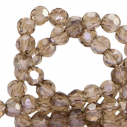 Top Glas Facett Perlen rund 4mm Light topaz-top shine coating