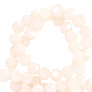 Top Glas Facett Perlen rund 4mm Pristine beige-pearl shine coating