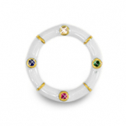 Brass TQ Metall Anh&auml;nger Zwischenst&uuml;ck Zirkonia Gold-white