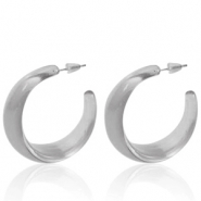Trendy Ohrringe Creolen Grey