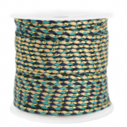 Trendy Kordel geflochten 2mm Gold-dark blue