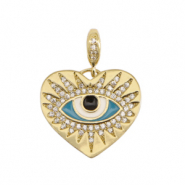 Brass TQ Metall Anh&auml;nger Auge der Vorsehung Enamel Gold-blue