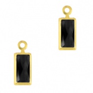 Anh&auml;nger Kristallglas Rechteck Jet black-gold