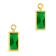 Anh&auml;nger Kristallglas Rechteck Classic green-gold