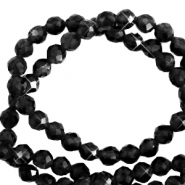 Naturstein Perlen Facett geschliffen 3mm Jet black-pearl shine coating