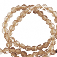 Naturstein Perlen Facett geschliffen 3mm Light topaz-pearl shine coating