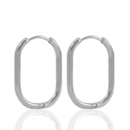 Ohrringe aus Stainless Steel - Rostfreiem Stahl Creolen oval Silver