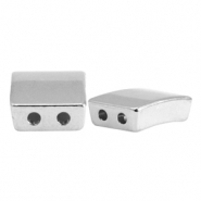 Metall Perlen DQ Duo Beads Rechteck Antik silber (Nickelfrei)